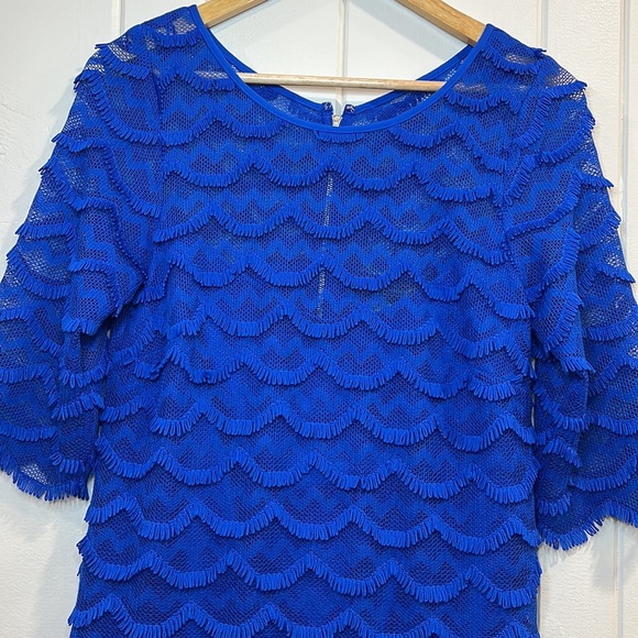 Blue Scalloped Dress w Lace and lining - Picture 3 of 9